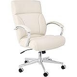 Amazon Basics Modern LeatherSoft Executive Chair, 300lbs Capacity with Oversized Seat Cushion, Ivory