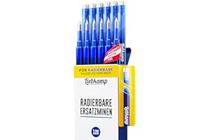 ‎LIEBKAMP LIEBKAMP Radierbare Ersatzmine blau 0,7mm [12 Stk] Für Radierbarer Kugelschreiber, Tintenroller Radierbar, Radierstift, Erasable Pen, Gelschreiber Radierbar