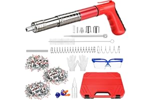 XIHUANNI Cloueuse manuelle avec 100 clous ronds et 100 clous pour tuyaux, cloueuse à 5 vitesses, cloueuse à béton pour acier et béton, cloueuse portable pour plafond/cache-fils avec gants