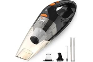 kitsky Handheld Cordless Vacuum Cleaner - Lightweight Car Vacuum Cleaner - 12000PA Powerful Suction, Long Battery Life, Led Lights, Waterproof Hepa Filter - for Car, Stair, Sofa, Pet, Corner Cleaning