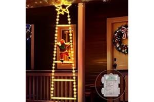 Buudala 1.0M Luci Natale Esterno, Luce Della Scala con Babbo Natale, 8 Effetti di Luce e Funzione Timer, Addobbi Natalizi, Adatto per Balcone, Finestra, Giardino, Albero di Natale, Bianco Caldo