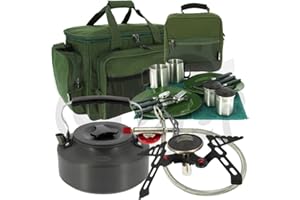 NGT Carp Fishing & Camping Cutlery Cooking Set with Gas Stove, Kettle + Carryall