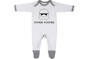 CHEEKYTOTS 'Storm Pooper' Fun Star Wars Inspired Baby Boy Girl Sleepsuit