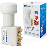 hb-digital Quad LNB Test SEHR GUT * LNC Kopf 4 Teilnehmer Direkt LTE Protected Satelliten Digital Sat Full HD TV 3D 4K UHD Kontakte vergoldet Wetterschutz Wei  White