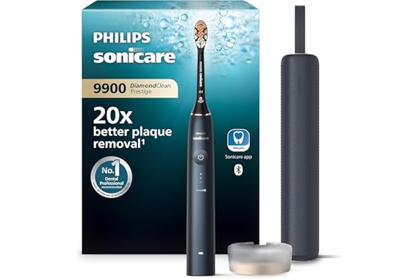 Philips Sonicare DiamondClean Prestige 9900: cepillo dental eléctrico sónico con un cabezal de cepillado Premium All-in-One A3 y estuche de carga en color azul noche modelo HX9992/12