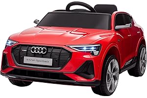 HOMCOM Voiture électrique Enfants sous Licence Audi e-tron Sportback, véhicule électrique 12V Max. 5 Km/h avec télécommande 2,4G, phares LED, Musique, klaxon, Port USB, MP3, Rouge