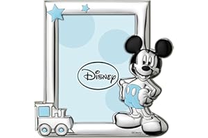 VALENTI & CO. Disney Baby - Mickey Mouse - Marco de fotos decorativo - Ideal para mesitas de noche en habitaciones infantiles - Regalo para bautizos o cumpleaños - Plata