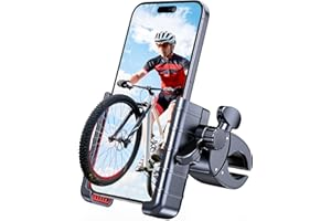 Giftorld Fahrrad Telefon Halterung Halter-[1s Lock][Kamerafreundlich] Motorrad Telefon Halter Lenkerklemme für Kinderwagen Roller Fahrrad, 360°Drehen Telefon Halterung für 4.5-7 Zoll Smartphone