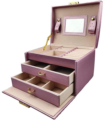 SONGMICS JBC154W01 Sieradendoos, 3 niveaus, accessoiredoos, met handgrepen, 2 laden, spiegel, slot, opslag voor sieraden voor reizen, modern, klassiek wit JBC154W01 SONGMICS JBC154W01 Sieradendoos, 3 niveaus, accessoiredoos, met handgrepen, 2 laden, spiegel, slot, opslag voor sieraden voor reizen, modern, klassiek wit JBC154W01