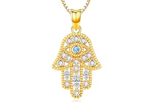 FRIGGEM Naszyjnik na rękę Hamsa dla kobiet, srebro wysokiej próby 925 Fatima ręczny wisiorek naszyjnik święty lotos amulet biżuteria prezent damska ścieżka symboli przyjaźń