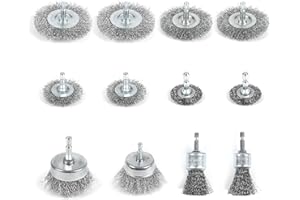 YoniYa 12PCS Spazzola per Trapano a Filo, 1/4 di Pollice Spazzole Metalliche 6 mm Acciaio per Trapano Circolare Rimozione di Ruggine/Corrosione/Vernice