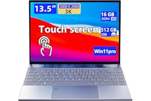 Morostron 13.5-inch portable touchscreen laptop, (16GB RAM, 512GB SSD), 3K (3000×2000) IPS, Celeron N95 processor up to 3.4 GHz, backlit keyboard, fingerprint unlocking, Win 11 Pro