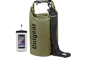 Unigear Bolsa Impermeable de 2 L/5 L/10 L/20 L/30 L/40 L,Bolsa Estanca con Funda para teléfono y Correa Larga Ajustable, para Barcos, Kayak, Pesca, Rafting, natación, Snowboard