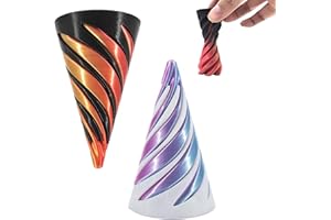 PACIOCEAN 2pcs 3d printed Toys,3D Printed Spiral Cone Toy, Desk Toy,Fidget Toy Pyramid,Desktop Deco Gift Mini Stress Relief Desk Toy,Mini Vortex Thread Illusion（Red，Purple）