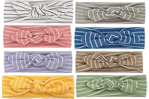 Freesiom Lot de 8 Bandeau Bébé Fille Cheveux Lapin Oreille Ete Naissance Baptême Kawaii Elastique Hairband Princesse Serre Tête Turban Hairband Nouveau-né Photo Cadeau 0-36 mois Bleu Rose