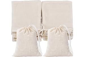 Tatuo 50 Pcs 3 x 4 Inches Muslin Bags Cotton Drawstring Bags Canvas Linen Bag Sachet Bag Reusable Empty Gift Pouch for Party Home Supplies
