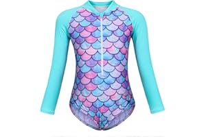 Jolikley Girls Swimming Costume One Piece Swimsuit Unicorn Swimwear Mermaid Swimming Costume Girls Rash Guard Kids Holiday Beachwear Swimmable Summer Bathing Suit Kids Wetsuit