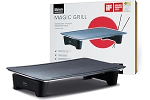 abien MAGIC GRILL – Grill japonais Teppanyaki pour intérieur/extérieur – Température jusqu’à 245 °C – Facile à nettoyer – Revêtement antiadhésif sans PFOA/PFOS