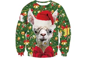 UNIFACO Unisex Pull de Noël Sweatshirt Hommes Femmes 3D Imprimé Sweat Manches Longues Fun Noël Moche Pulls