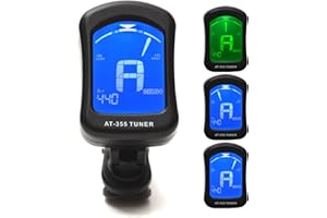 Elagon (AT-355) Accordatore clip-on multistrumento leggero e robusto. Più modalità di accordatura per chitarra, basso, ukulele, violino, viola. Accordatura cromatica per altri strumenti + accordature non standard. Accordatore rapido, accurato e user-friendly. Risposta rapida e schermo facile da leggere.