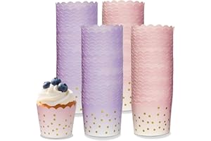 OAKENCREST 100 Pezzi Pirottini Pois Cupcake, Pirottini per Muffin Carta, Cupcake Wrapper, Bicchiere di Carta per Torte, Budini, Focaccine, Gelati, per Cottur, Compleanno, Festa
