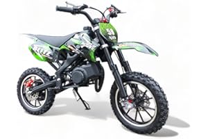 ‎KXD KXD 708A 49cc 2Takt Dirt Cross Pocket Midi Enduro Dirtbike Enduro Motocrossbike Motocross Motorrad Cross 60cm Sitzhöhe 10 Zoll Vorderrad Motor Pocketbike (grün, KXD 708A 49ccm 2T)