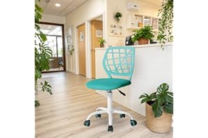 FurnitureR Chaises de Réception pour Bureau, Petite Chaises d'accueil, Réglable en Hauteur, Roues Sélectionnables à 360°, Dossier Ergonomique, Siège en Tissu Respirant, Turquoise