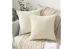 MIULEE Lot de 2 Decorative Housse de Coussin en Velours Côtelé Canapé Taie d'oreiller Douce pour Maison Salon Chambre Clic Clac 45x45cm Beige