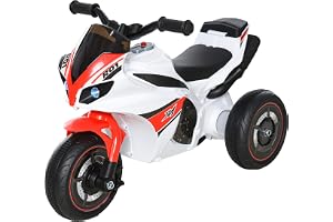HOMCOM Racingmotorcykel barnbärare musikaliska effekter och ljusa förvaringslådor röd