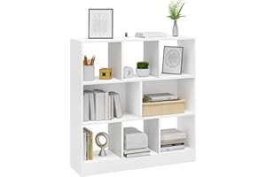 WOLTU Libreria Scaffale Espositore Bianca con 3 Ripiani Mobiletto in Legno 8 Cubi Aperti Armadio da Esposizione per Soggiorno Ufficio e Cameretta 98X30X100cm SK021cm