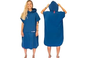 AUTDOOR® Poncho Surf - Fabricado a Partir de Botellas de plástico recicladas - Toalla de Piscina compacta, Ligera y de Secado rápido Ideal para natación y Deportes acuáticos (Azul, Mediano)