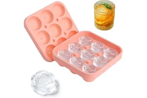 XRVRILE Silikonform för rosformade isbitar, silikon, 9 fack, med lock, återanvändbar, för glass, whisky, cocktails, fruktjuic