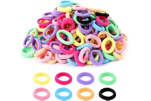 Hanyousheng 200 Pcs Multicolor Baby Hair Bands, Toddler Hair Bobbles, Seamless Elastic Hair Ties for Girls, Kids