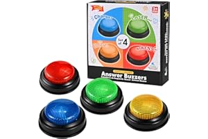 Cieex 4-Buzzern für Trivia Spiele, Antwort-Buzzer für Klassenzimmer, Game Show Buzzer mit lustigen Soundeffekten für Familie & Klassenzimmer
