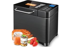 KEEPEEZ 17-in-1 Bread Maker, 2LB Smart Bread Machine with Ceramic Pan, Auto Nut Dispenser, 2 Paddles, 1Hour Keep Warm, Bread Maker Machine with 3 Crust Shades&Colors, Gluten-Free,Yogurt,Dough, Recipes