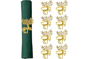 GWAWG Portatovaglioli Natalizi, 8 Pezzi Ferma Tovaglioli Natalizi, Anello di Tovagliolo Della Renna, per Natale, Decorazione Della Tavola, Nozze, Cena di Partito, Ringraziamento