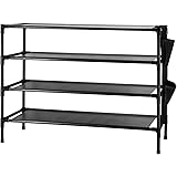 Amazon Brand - Umi 4-Tier Shoe Rack, Metal Storage Organiser Stackable Shoe Tower Standing Shelves With Non-woven Fabric Hold