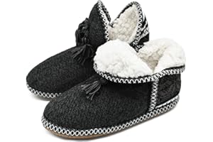 COFACE Coton Bottes Chaussons Femme Chaud Fourrure Doublé Bottines Dames Chaussures de Maison Enfiler Pantoufles Intérieur Antidérapant Caoutchouc Semelles