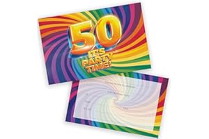 STUFF4 50th Birthday Party Invitations Men Women - Now It's Party Time 28 Pack - Adults Birthday Invitations for Friends Family A6 Bday Party Invites Invitation Cards with Folding Envelopes