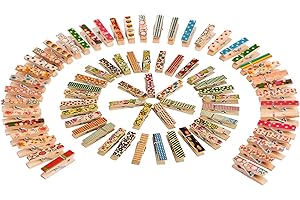 DEOLVEN Pinzas de Madera de Color, Mini Pinzas para Manualidad 100 Pack Pequeñas para Colgar Decorativas Fotografías, Clip para Decoración de Boda Party DIY 7*35 mm