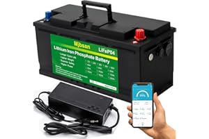‎MJBSAN 12 V 100 Ah LiFePO4-Lithium-Batterie RV Deep Cycle Battery, eingebautes 100 A BMS, 1280 W Ausgangsleistung für Wohnmobile, Solaranlagen, Marine, Energiespeicherung zu Hause und netzunabhängig