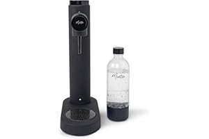 Machine à eau pétillante Monten Soda - Machine a eau gazeuse Noir Mat - Bouteille d’eau de 900 ml incluse - Fabriquée en acier inoxydable - Compatible avec les cylindres de CO2 Sodastream à visser