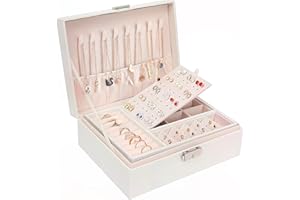 BELSVOR Schmuckkästchen für Damen und Mädchen, 2-lagige Schmuckschatulle, Abschließbare Schmuckaufbewahrung mit Schlüssel, Wasserdichtes Lederschmuckkästchen, Schmuckkästchen zur Aufbewahrung
