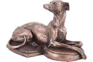 Fiesta Studios Harriet Glen's Whippet Lying Down Dog Cold Cast Bronze Sculpture Home Decor or Gift Idea H8.5cm