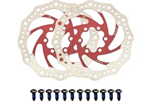 Jane Eyre Rotore per bicicletta 2 pezzi Freno a disco da 140 mm, con 12 bulloni, rotore per bicicletta in acciaio inossidabile, compatibile con bici da strada, mountain bike, BMX (Argento + Rosso)