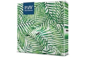 PAW DECOR COLLECTION PAW - Serviette Papier 3 Plis (33 x 33 cm) I Lot de 20 I Serviette de Table Papier Idéal pour les Anniversaires, Journées Portes Ouvertes, Garden Parties, Fêtes de Famille (Tropical Leaves)