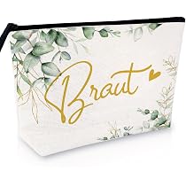 “Trauzeugin” Kosmetiktasche Aus Baumwolle, 22x15 Cm, Brautgeschenk & Organizer In Grün