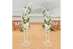 OMGGYER Lot de 2 arches de mariage en métal - Arche de mariage incurvée - Support de fond pour anniversaire, fête, banquet, cérémonie - 190 cm et 210 cm (blanc)