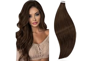RUNATURE Extension con Biadesivo Capelli Veri Marrone Adesivo Umani Capelli Lisci Extension Marrone Extension Biadesive Capelli Veri Lisci Remy Tape Extensions #4 50g 40cm/16 Pollice 20pcs