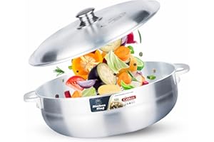 KITCHEN KING COOKWARE Kitchen King Caldero Dutch Oven with Silver Lid Aluminium Finish Casserole Dish with Lid Stock pot Handi Cooking Pots Soup and Stew Pot PFOA free with Handles Casserole Pot with lid (Silver Lid, 22cm)
